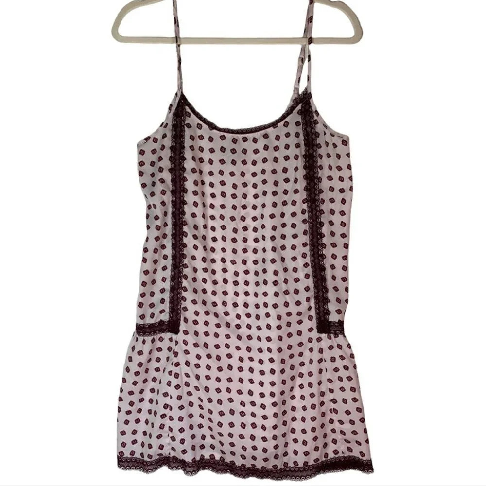 Aerie Y2K Patterned  Satin Chemise Slip Sexy Pink Size Small